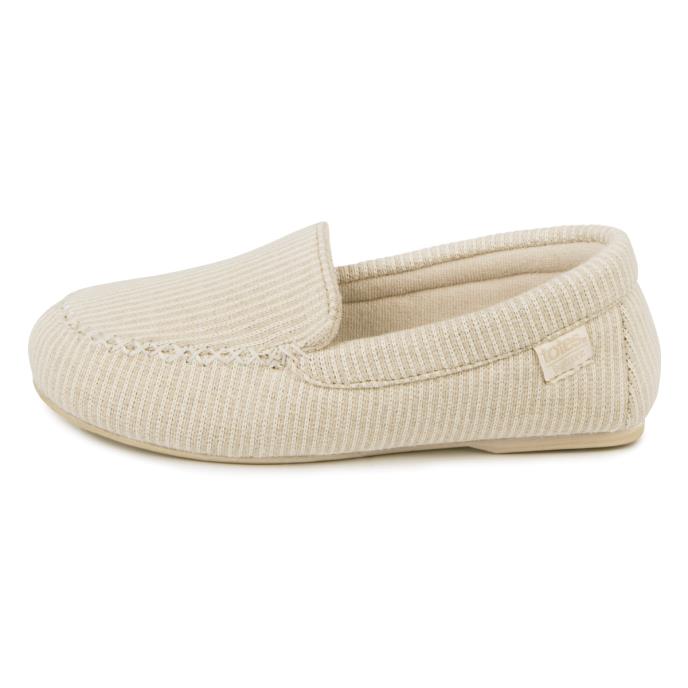 Isotoner® Ladies Textured Moccasin Slipper Beige Extra Image 3